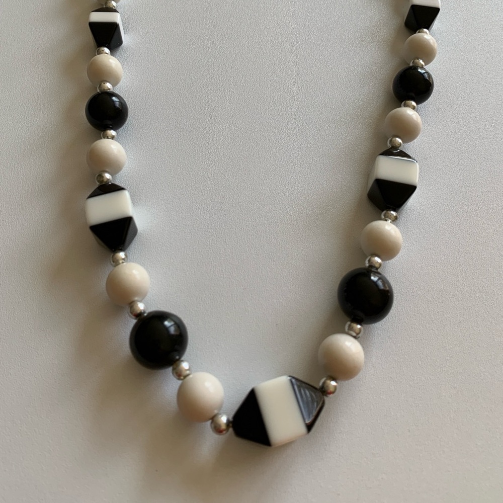 1970’s black and white acrylic necklace.